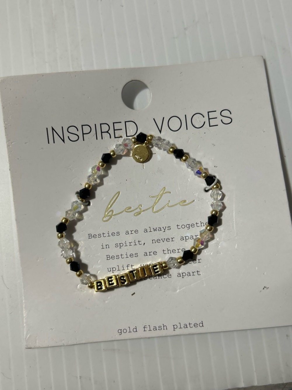 'Bestie' Gold & Black Beaded Bracelet